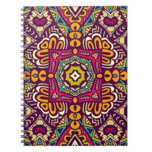 Cuaderno Resumen colorido festivo granate étnico tribal