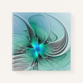 Cuaderno Resumen Con Arte Fractal Azul Y Moderno