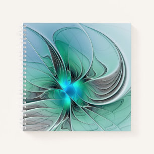 Cuaderno Resumen Con Arte Fractal Azul Y Moderno