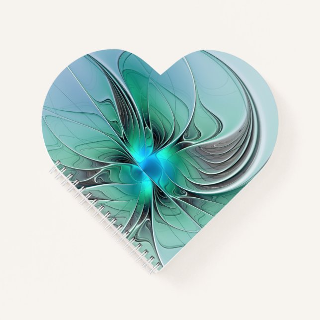 Cuaderno Resumen Con Arte Fractal Azul Y Moderno (Anverso)