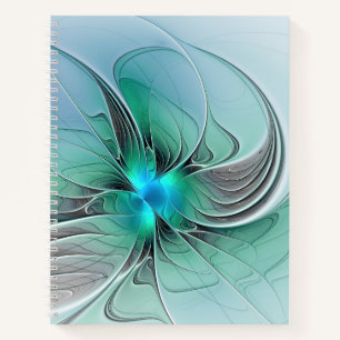 Cuaderno Resumen Con Arte Fractal Azul Y Moderno