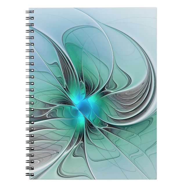 Cuaderno Resumen Con Arte Fractal Azul Y Moderno (Frente)