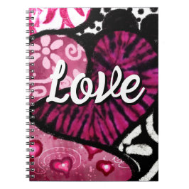 Cuaderno Resumen de amor Corazón Pink Floral Polka Dots Bla