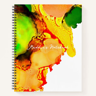 Cuaderno Resumen de arte alcohol tinta amarillo verde