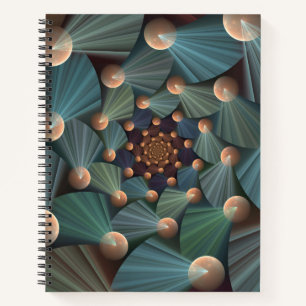 Cuaderno Resumen de arte fractal con pizarra marrón profund