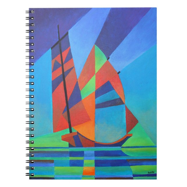 Cuaderno Resumen de bote basura de arte contra cielo azul p (Frente)