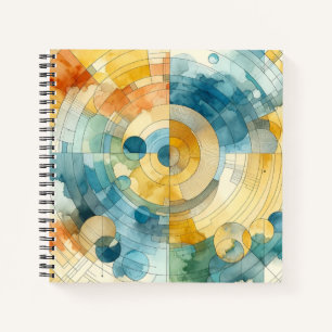 Cuaderno Resumen de color azul geométrico y amarillo de agu