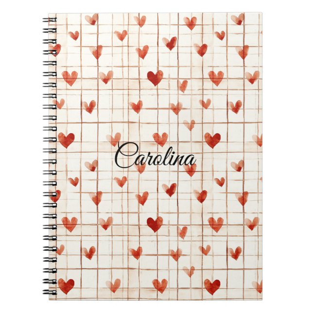 Cuaderno Resumen de corazones de crema roja (Frente)