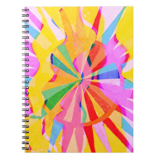 Cuaderno Resumen de dibujo creativo, fondo colorido. (Frente)