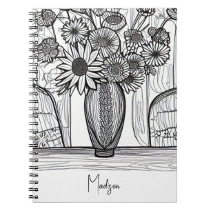 Cuaderno Resumen de dibujo de líneas de arte floral