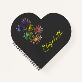 Cuaderno Resumen de flores luminescentes arcoiris sobre neg