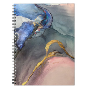 Cuaderno Resumen de fondo rosa-azul con hermoso contrabando