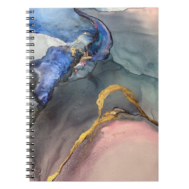 Cuaderno Resumen de fondo rosa-azul con hermoso contrabando (Frente)