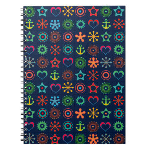 Cuaderno Resumen de formas divertidas diseño retro impresió