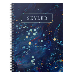 Cuaderno Resumen de galaxia azul marino de medianoche