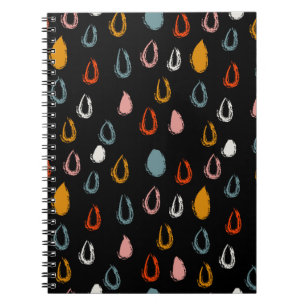 Cuaderno Resumen de gotas de lluvia boho, garabatos tribale