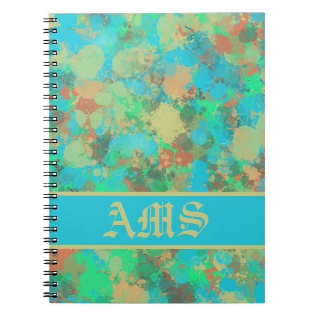 Cuaderno Resumen de gotas verdes, amarillas y azules (Frente)