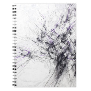 Cuaderno Resumen de la línea fractal blanca púrpura negra