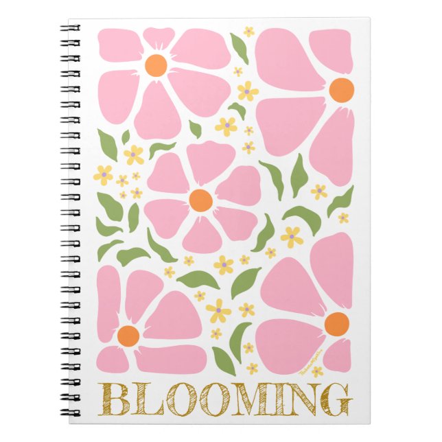 Cuaderno Resumen de las flores rosadas juguetonas (Frente)
