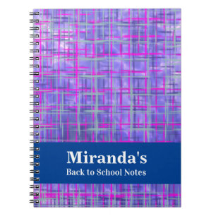Cuaderno Resumen de líneas de cuadrícula rosadas y púrpura