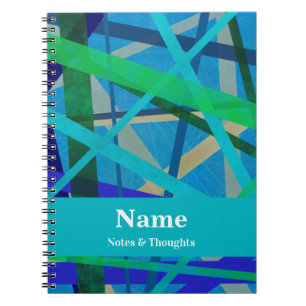 Cuaderno Resumen de líneas verdes y azules modernas