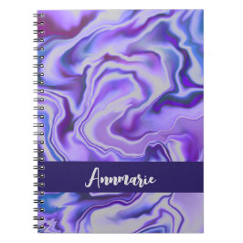 Cuaderno Resumen de mármol azul y morado elegante personali