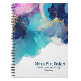 Cuaderno Resumen de negocio de lavanda azul con tinta de al