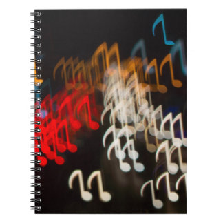 Cuaderno Resumen de notas musicales: las luces cubren el fo