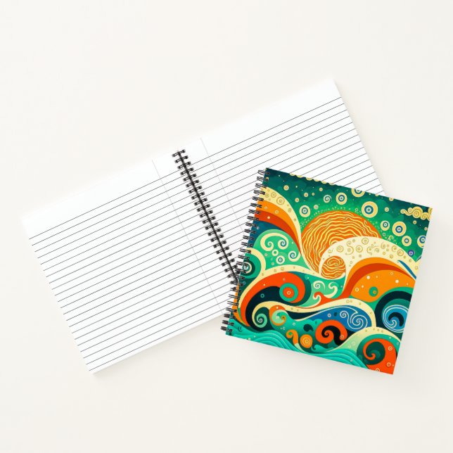Cuaderno Resumen de obras de arte de las olas hippie de la  (Interior)