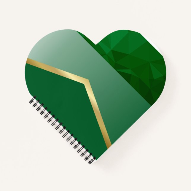 Cuaderno Resumen de oro geométrico verde de lujo (Anverso)