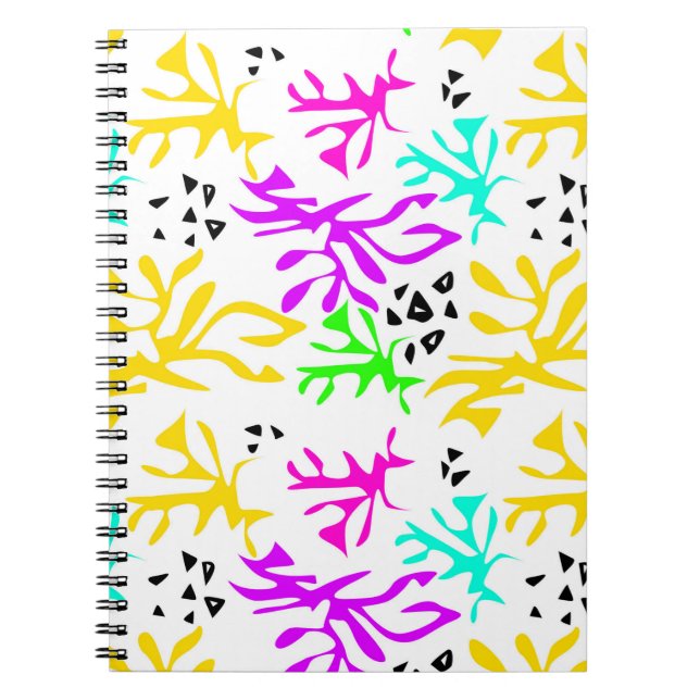 Cuaderno Resumen de patrón de neón multicolor (Frente)