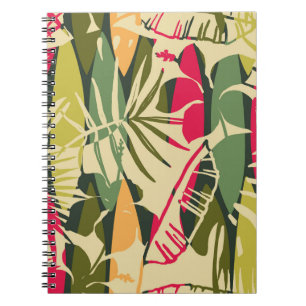 Cuaderno Resumen de patrón sin fisuras con hojas tropicales