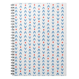 Cuaderno Resumen de patrón transparente en azul y rojo en c