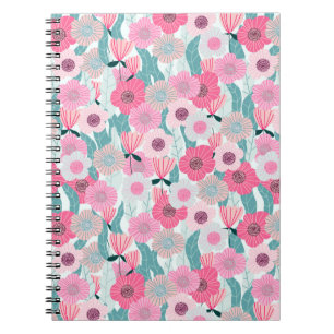 Cuaderno Resumen de patrones florales pastel. Hermoso pez r