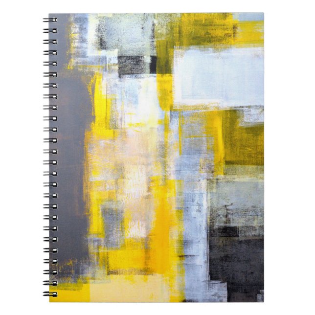 Cuaderno Resumen de pintura de arte abstracto gris y amaril (Frente)