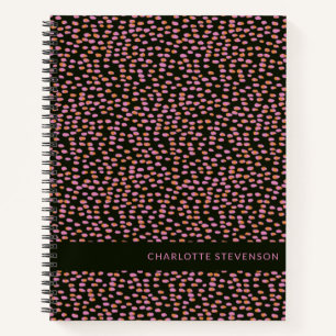 Cuaderno Resumen de puntos rosados negros y Naranjas person