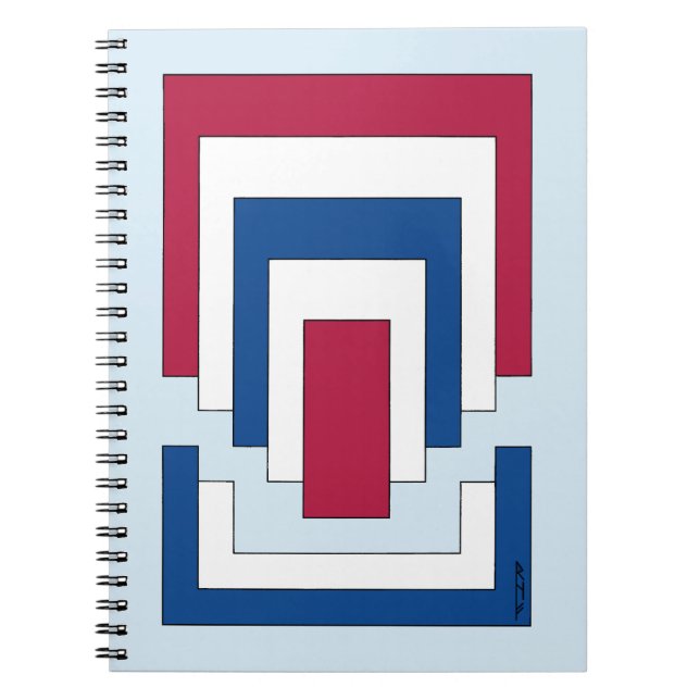 Cuaderno Resumen de Rectángulo en rojo, blanco y azul (Frente)