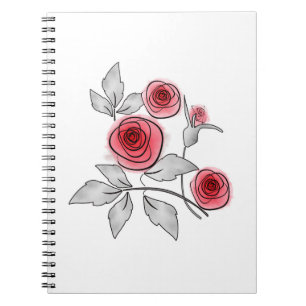 Cuaderno Resumen de rosas modernos floridos gris floral bla