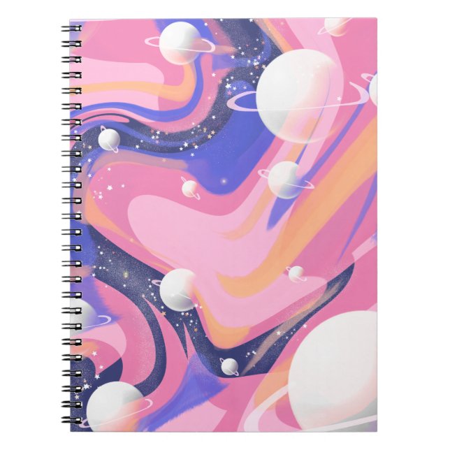 Cuaderno Resumen De Swirl En El Espacio Ultraterrestre Rosa (Frente)