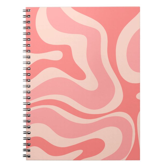 Cuaderno Resumen de Swirl Líquido Retro Moderado Rosa Rubor (Frente)
