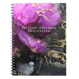 Cuaderno Resumen de tinta de alcohol oro morado negro