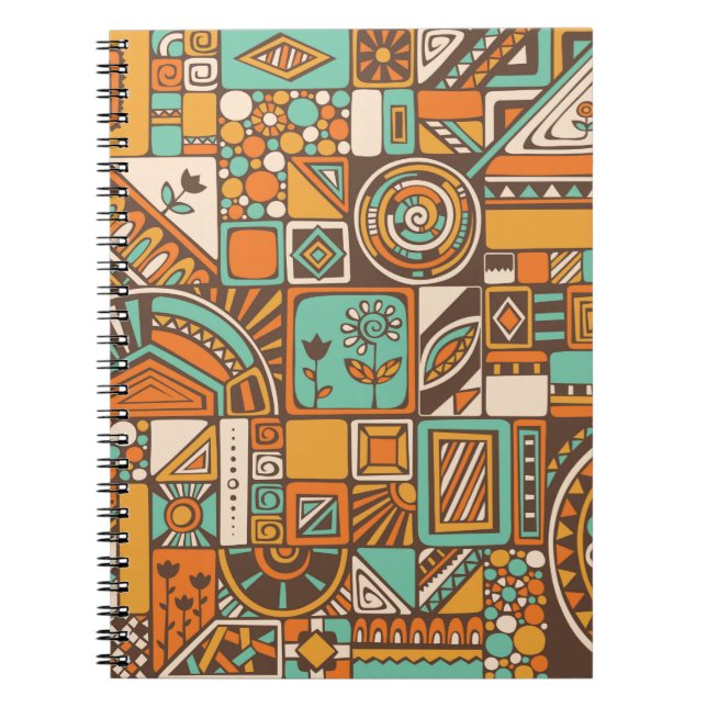 Cuaderno Resumen de un patrón impecable con elementos geomé (Frente)