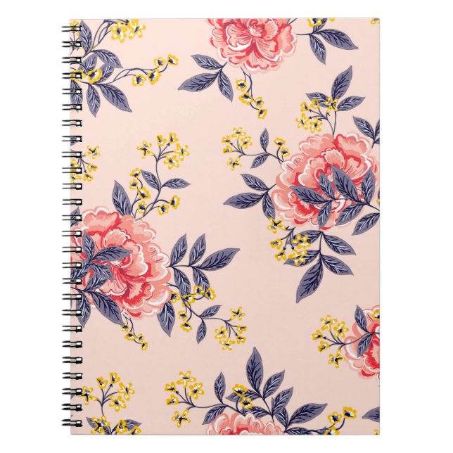 Cuaderno Resumen de un patrón transparente con hojas de cos (Frente)