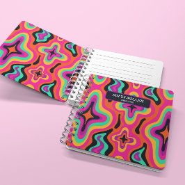 Cuaderno Resumen del Boho del Arcoiris Retro Groovy Coloful