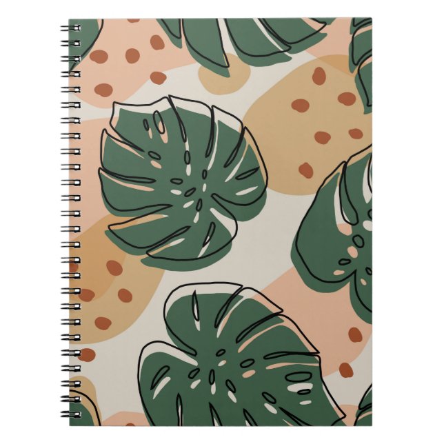 Cuaderno Resumen del patrón boho monstera. Moderno spa sin  (Frente)