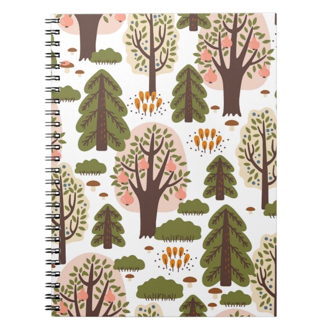 Cuaderno Resumen del patrón de bosque otoñal sin foco (Frente)