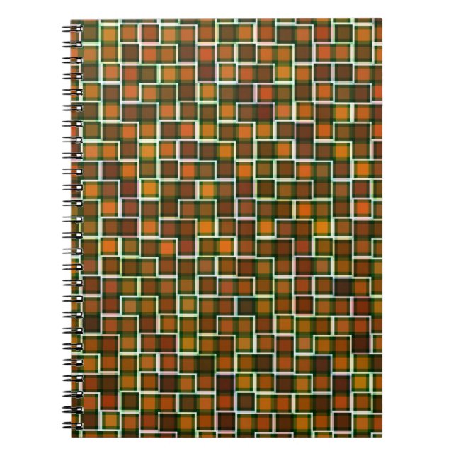 Cuaderno Resumen del patrón de cuadrados de tono terrestre (Frente)