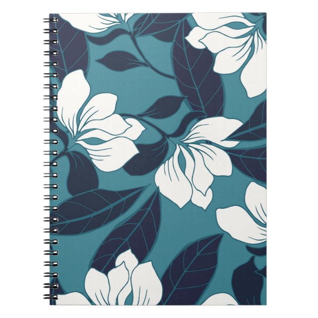 Cuaderno Resumen del patrón de elegancia con fondo floral.  (Frente)