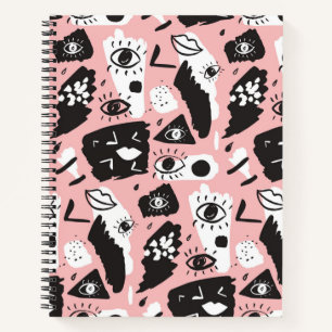 Cuaderno Resumen del patrón de ojos y labios modernos
