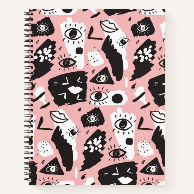 Cuaderno Resumen del patrón de ojos y labios modernos (Anverso)
